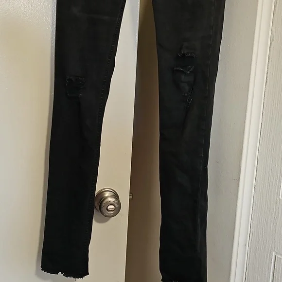 Rag & Bone High Rise Skinny Jeans Distressed Knees/Raw Hem Dark Gray Siz… - Picture 3 of 13